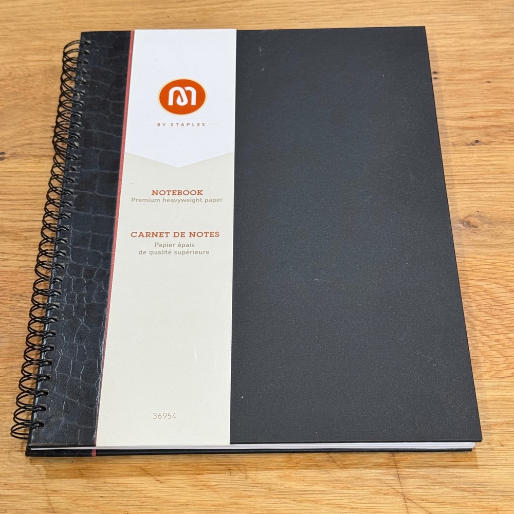 M by Staples Notebook Black Croc Spine 70 College Ruled Sheets 11x8 New